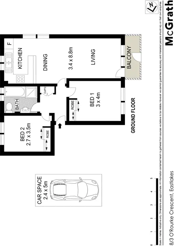Floorplan of Homely apartment listing, 8/3 O'Rourke Crescent, Eastlakes NSW 2018