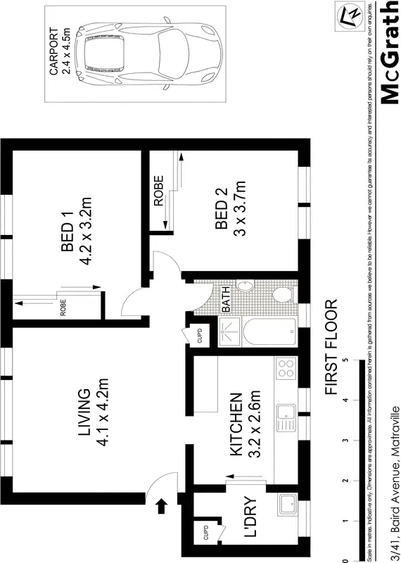 Floorplan of Homely apartment listing, 3/41 Baird Avenue, Matraville NSW 2036
