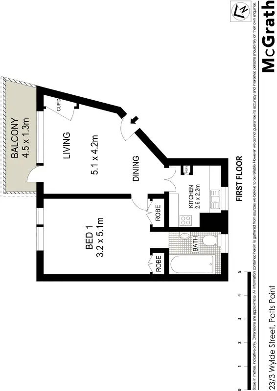 Floorplan of Homely apartment listing, 23/3 Wylde Street, Potts Point NSW 2011