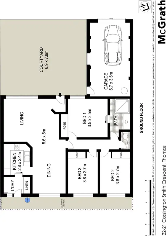 Floorplan of Homely townhouse listing, 22/21 Cossington Smith Crescent, Lyneham ACT 2602