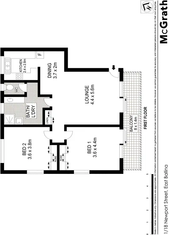 Floorplan of Homely apartment listing, 1/18 Newport Street, East Ballina NSW 2478