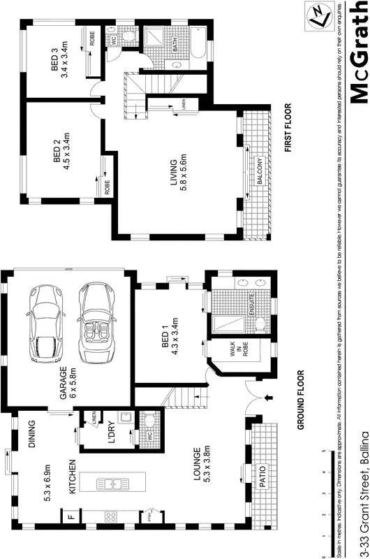 Floorplan of Homely townhouse listing, 3/33 Grant Street, Ballina NSW 2478