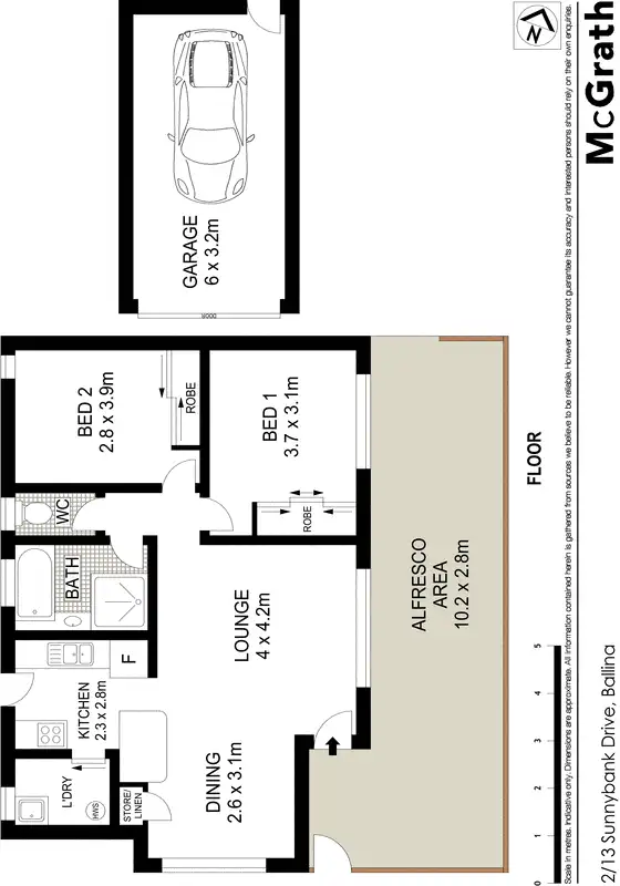 Floorplan of Homely villa listing, 2/13 Sunnybank Drive, Ballina NSW 2478