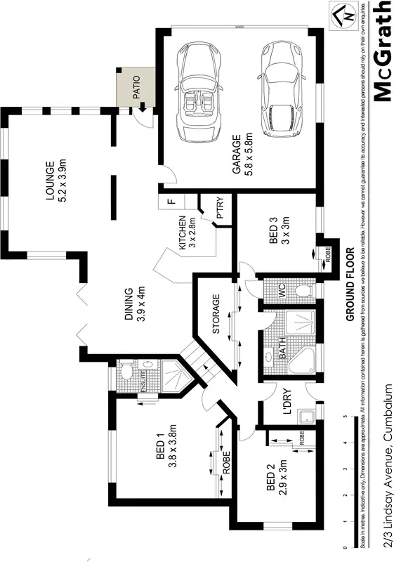 Floorplan of Homely villa listing, 2/3 Lindsay Avenue, Cumbalum NSW 2478