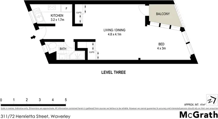 Floorplan of Homely apartment listing, 311/72 Henrietta Street, Waverley NSW 2024