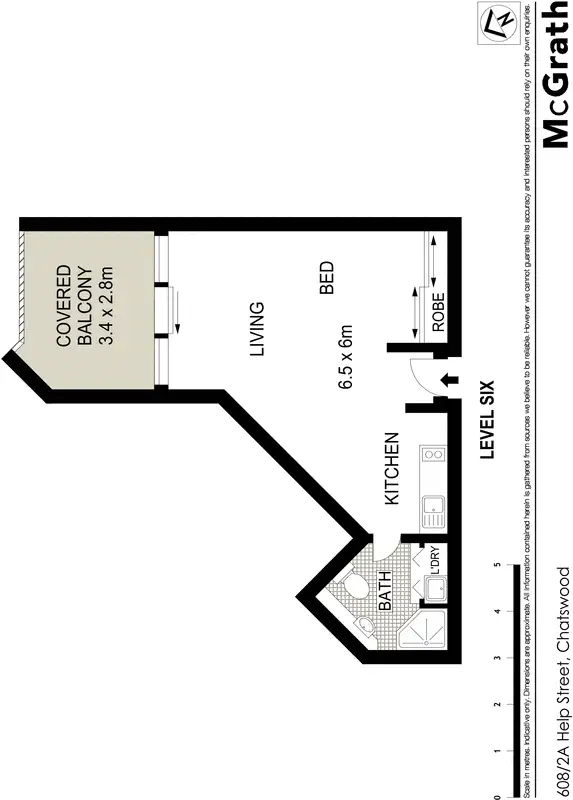 Floorplan of Homely studio listing, 608/2A Help Street, Chatswood NSW 2067