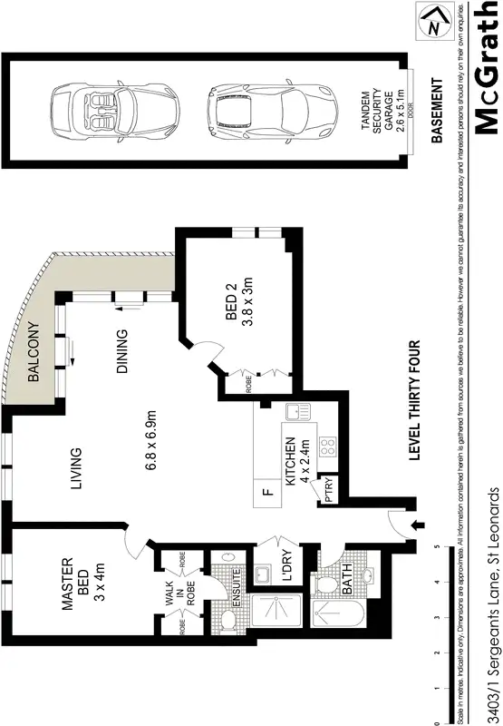 Floorplan of Homely apartment listing, 3403/1 Sergeants Lane, St Leonards NSW 2065