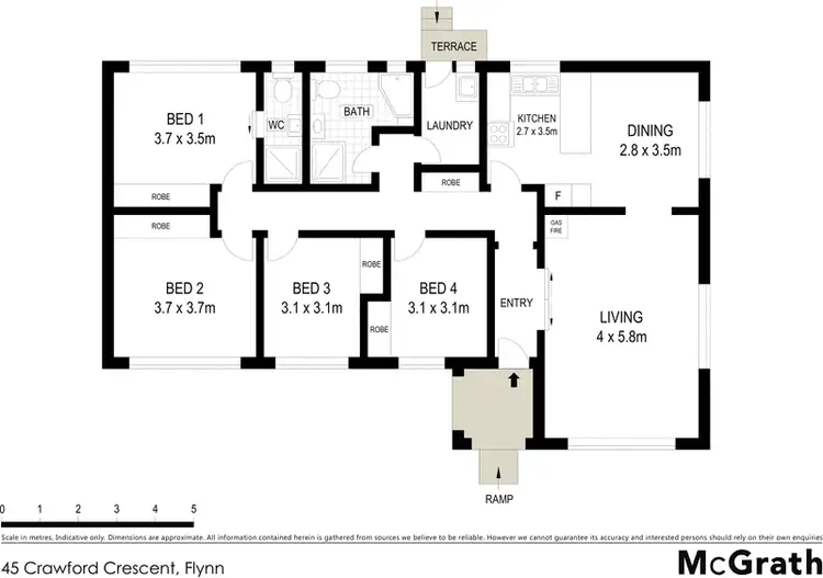 Floorplan of Homely house listing, 45 Crawford Crescent, Flynn ACT 2615