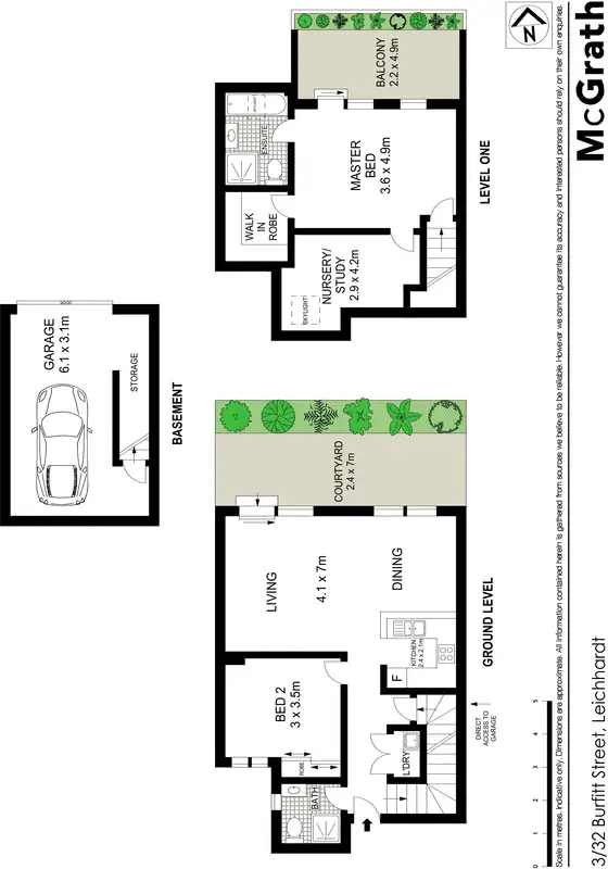 Floorplan of Homely townhouse listing, 3/32 Burfitt Street, Leichhardt NSW 2040