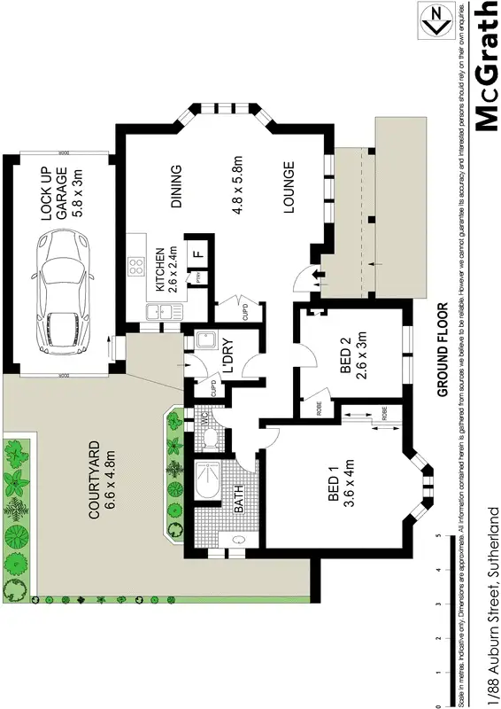 Floorplan of Homely villa listing, 1/88 Auburn Street, Sutherland NSW 2232