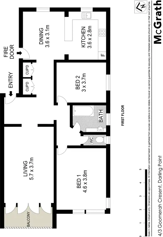 Floorplan of Homely apartment listing, 4/3 Goomerah Crescent, Darling Point NSW 2027