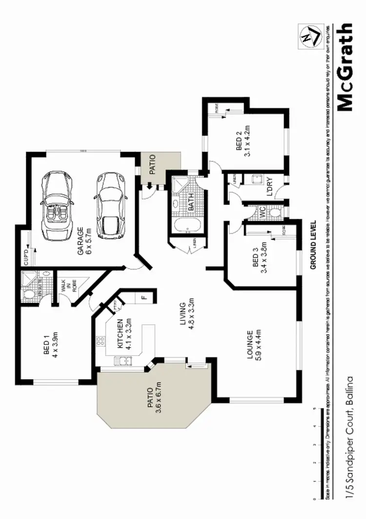 Floorplan of Homely house listing, 1/5 Sandpiper Court, Ballina NSW 2478