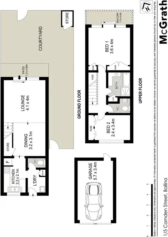Floorplan of Homely townhouse listing, 1/5 Camden Street, Ballina NSW 2478