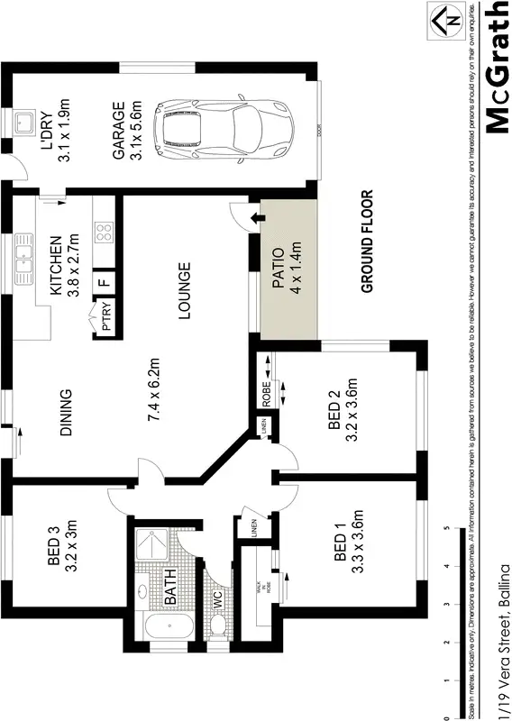 Floorplan of Homely villa listing, 1/19 Vera Street, Ballina NSW 2478