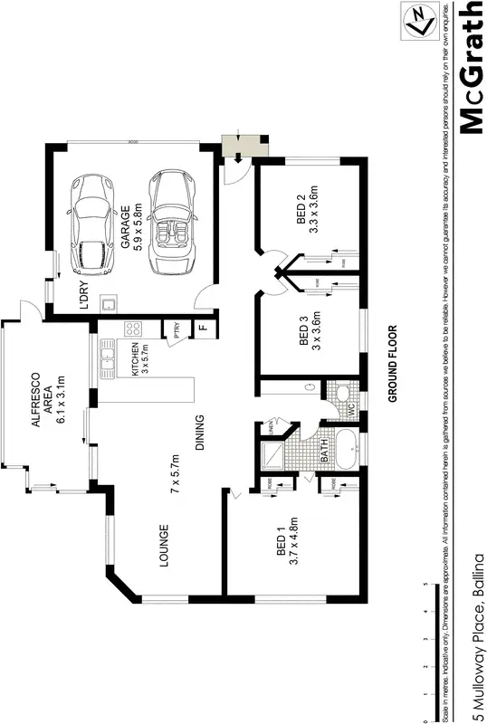 Floorplan of Homely house listing, 5 Mulloway Place, Ballina NSW 2478