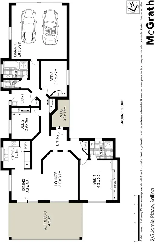 Floorplan of Homely townhouse listing, 2/5 Jamie Place, Ballina NSW 2478