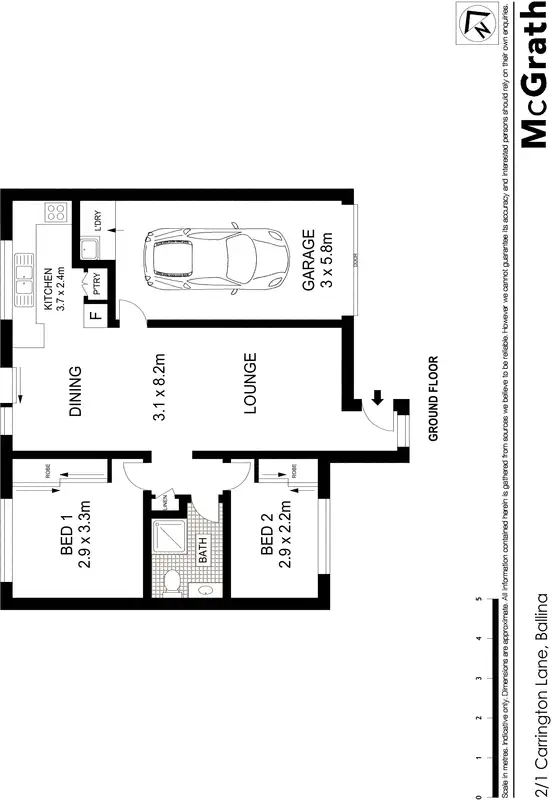 Floorplan of Homely villa listing, 2/1 Carrington Lane, Ballina NSW 2478
