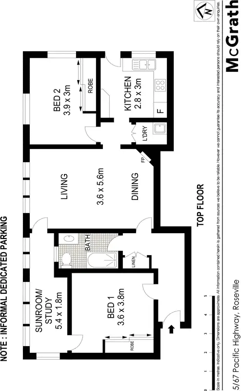 Floorplan of Homely apartment listing, 5/67 Pacific Highway, Roseville NSW 2069