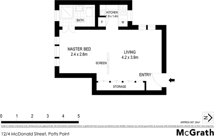 Floorplan of Homely studio listing, 12/4 McDonald Street, Potts Point NSW 2011