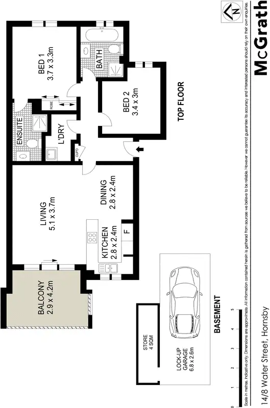Floorplan of Homely apartment listing, 14/8 Water Street, Hornsby NSW 2077