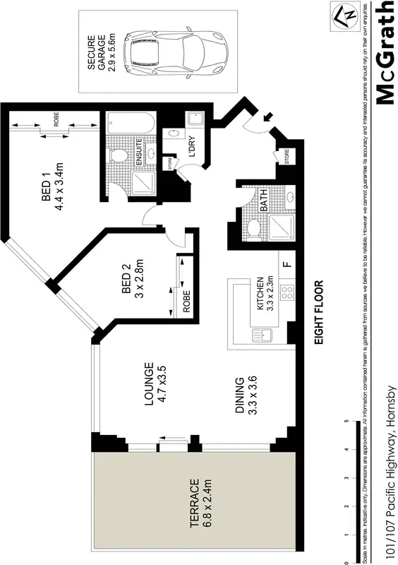 Floorplan of Homely apartment listing, 101/107 Pacific Highway, Hornsby NSW 2077