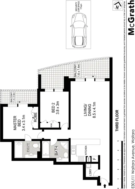 Floorplan of Homely apartment listing, E301/11 Waitara Avenue, Waitara NSW 2077