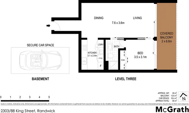 Floorplan of Homely apartment listing, 2303/88 King Street, Randwick NSW 2031
