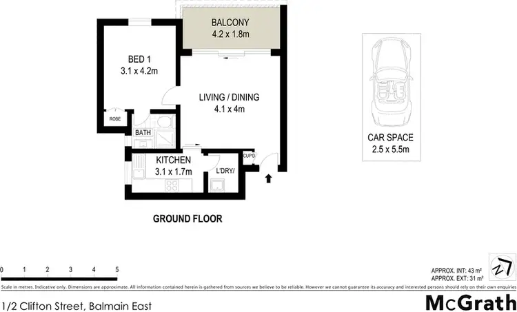 Floorplan of Homely apartment listing, 1/2 Clifton Street, Balmain East NSW 2041