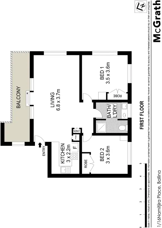 Floorplan of Homely townhouse listing, 1/16 Namitjira Place, Ballina NSW 2478
