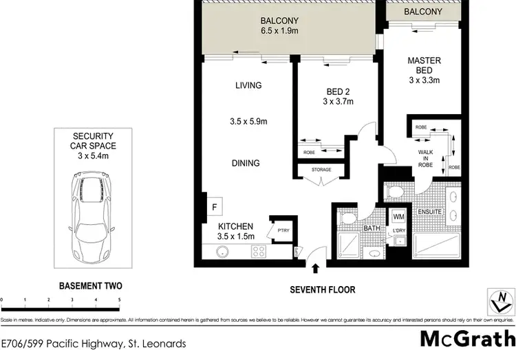 Floorplan of Homely apartment listing, E706/599 Pacific Highway, St Leonards NSW 2065