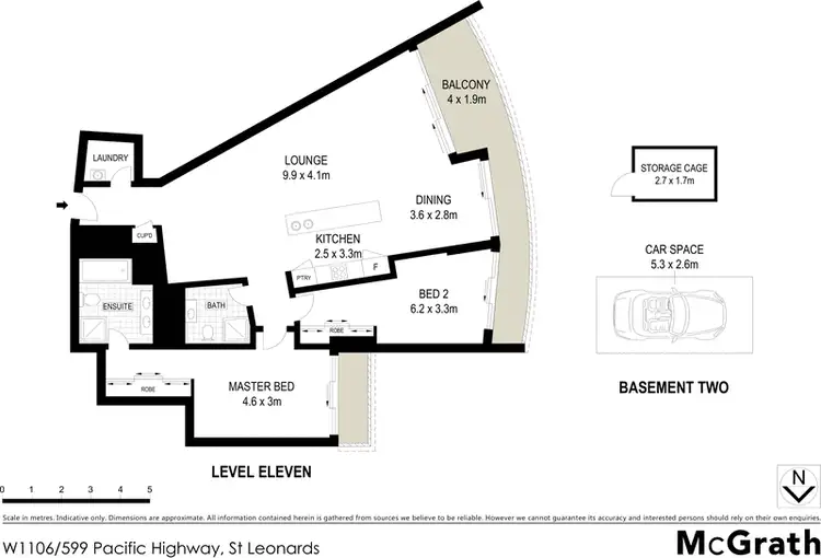 Floorplan of Homely apartment listing, W1106/599 Pacific Highway, St Leonards NSW 2065