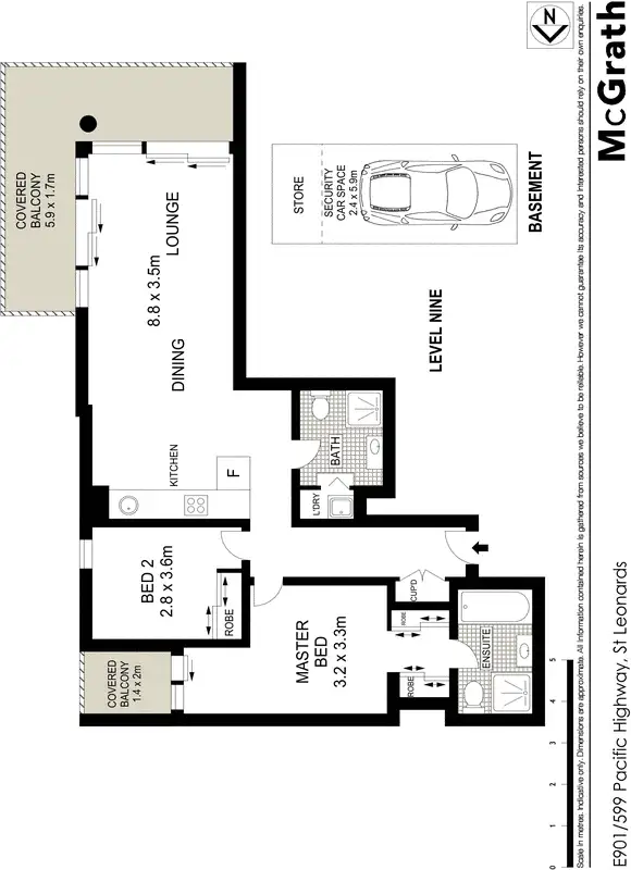 Floorplan of Homely apartment listing, E901/599 Pacific Highway, St Leonards NSW 2065