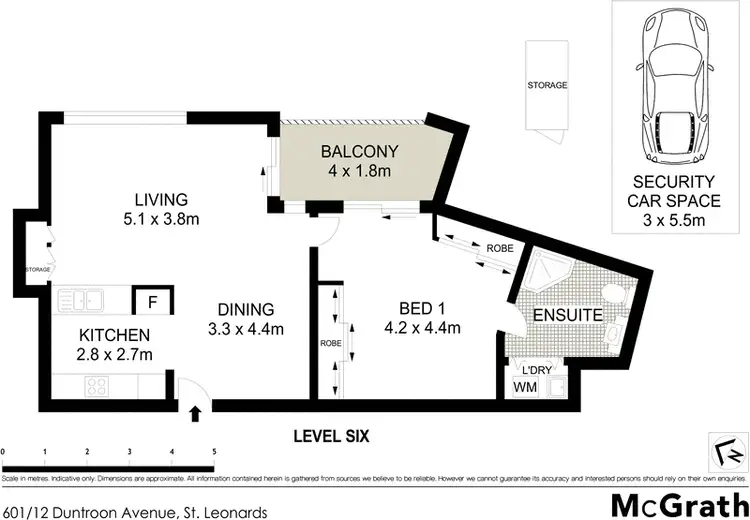 Floorplan of Homely apartment listing, 601/12 Duntroon Avenue, St Leonards NSW 2065