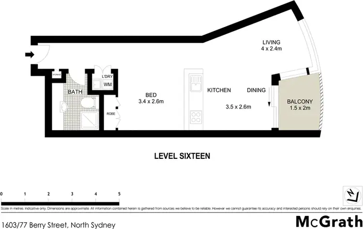 Floorplan of Homely studio listing, 1603/77 Berry Street, North Sydney NSW 2060
