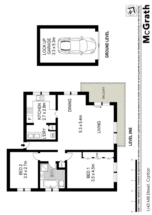 Floorplan of Homely apartment listing, 1/43 Mill Street, Carlton NSW 2218