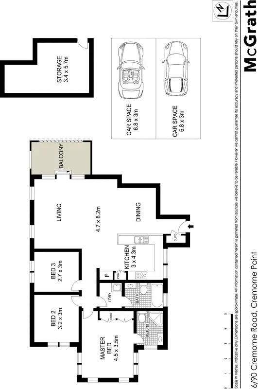 Floorplan of Homely apartment listing, 6/90 Cremorne Road, Cremorne Point NSW 2090