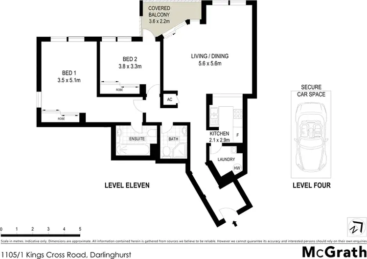 Floorplan of Homely apartment listing, 1105/1 Kings Cross Road, Darlinghurst NSW 2010
