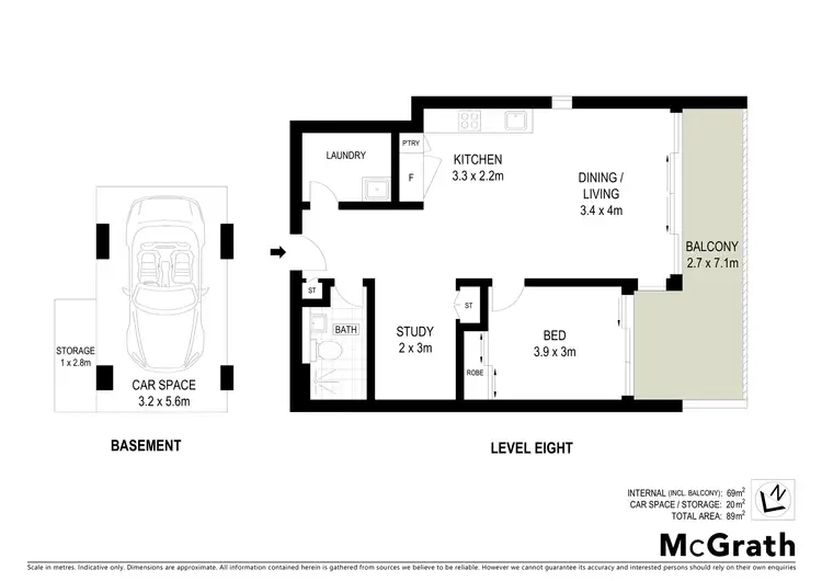 Floorplan of Homely apartment listing, 806/225 Pacific Highway, North Sydney NSW 2060