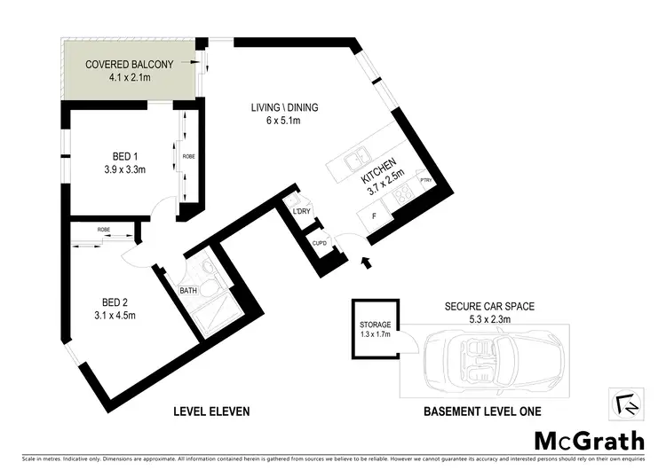 Floorplan of Homely apartment listing, A1111/1B Pearl Street, Hurstville NSW 2220