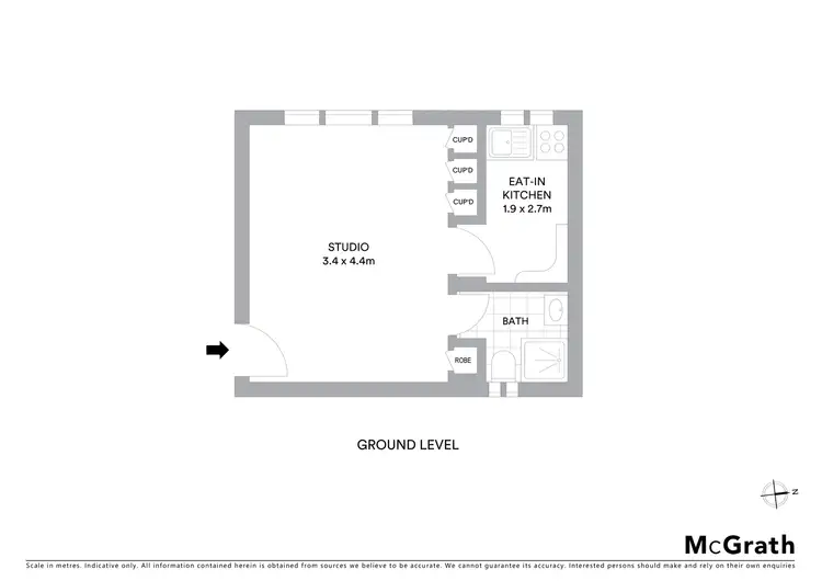Floorplan of Homely studio listing, 1/127A Barker Street, Kingsford NSW 2032