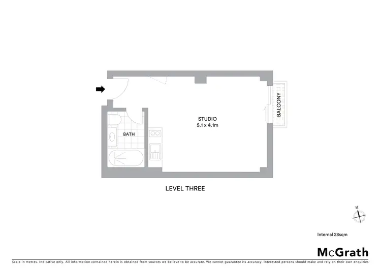 Floorplan of Homely studio listing, 303/33 Bayswater Road, Potts Point NSW 2011