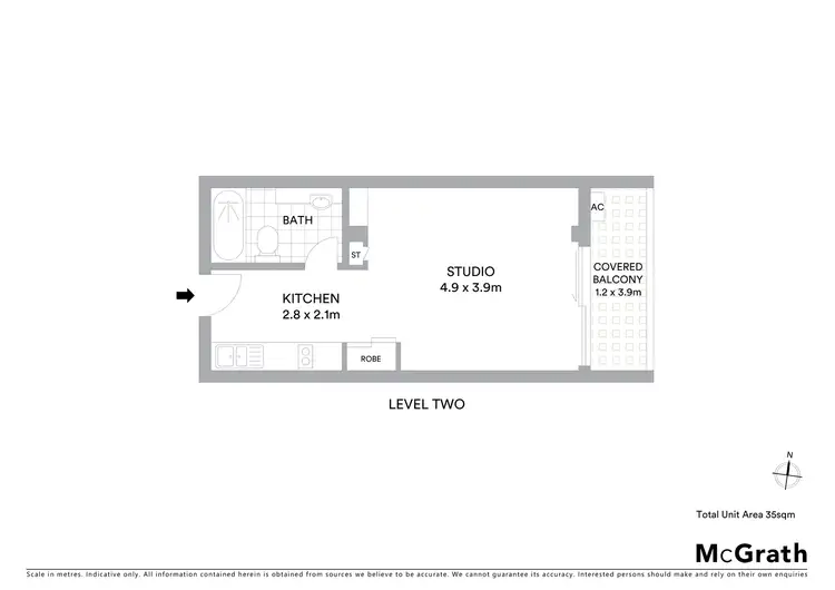 Floorplan of Homely studio listing, 216/48 Sydney Road, Manly NSW 2095