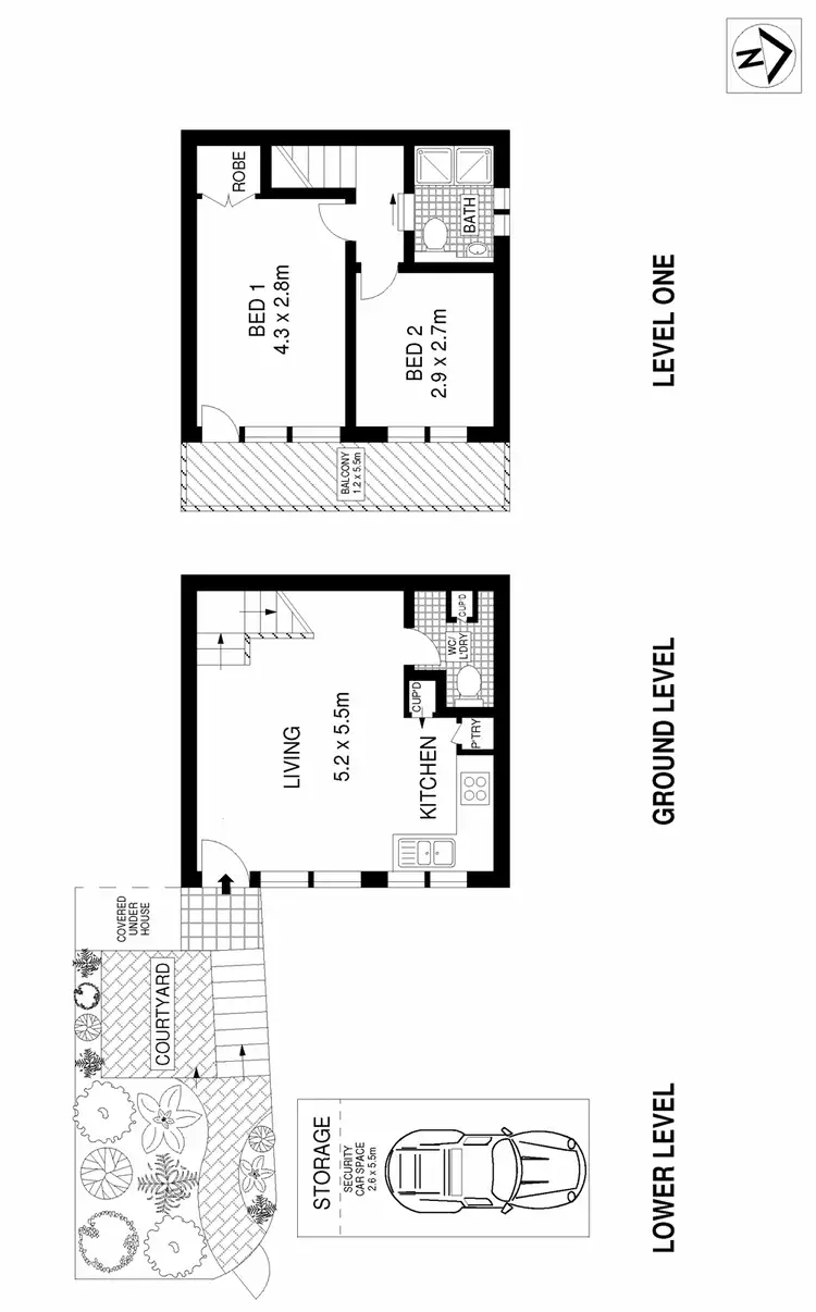 Floorplan of Homely townhouse listing, 2/33 Flora Street, Erskineville NSW 2043