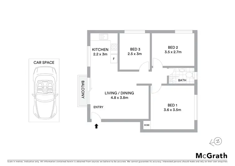 Floorplan of Homely apartment listing, 3/4 Unsted Crescent, Hillsdale NSW 2036
