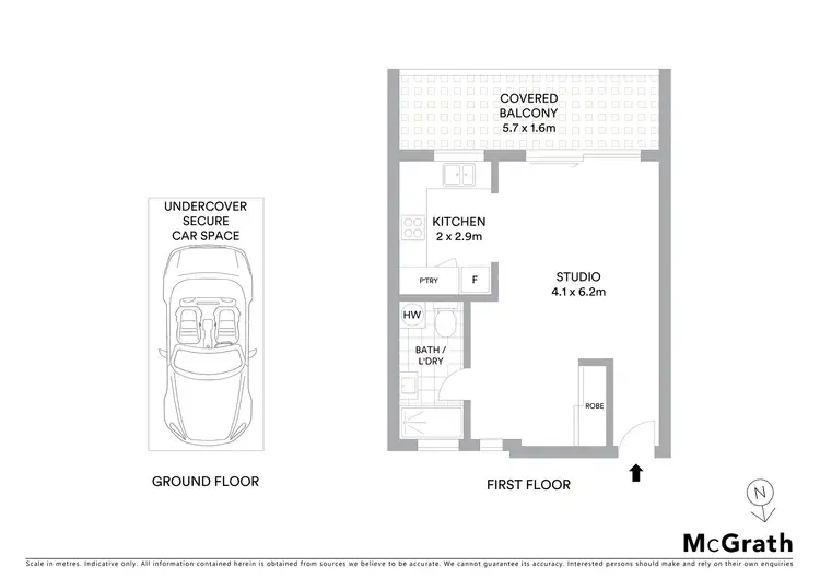 Floorplan of Homely studio listing, 1/42 MacPherson Street, Bronte NSW 2024