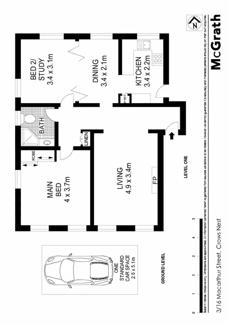 Floorplan of Homely apartment listing, 3/16 MacArthur Avenue, Crows Nest NSW 2065