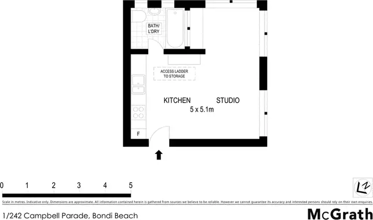 Floorplan of Homely studio listing, 1/242 Campbell Parade, Bondi Beach NSW 2026