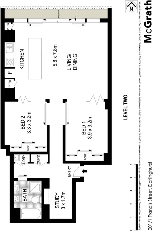 Floorplan of Homely apartment listing, 201/1 Francis Street, Darlinghurst NSW 2010