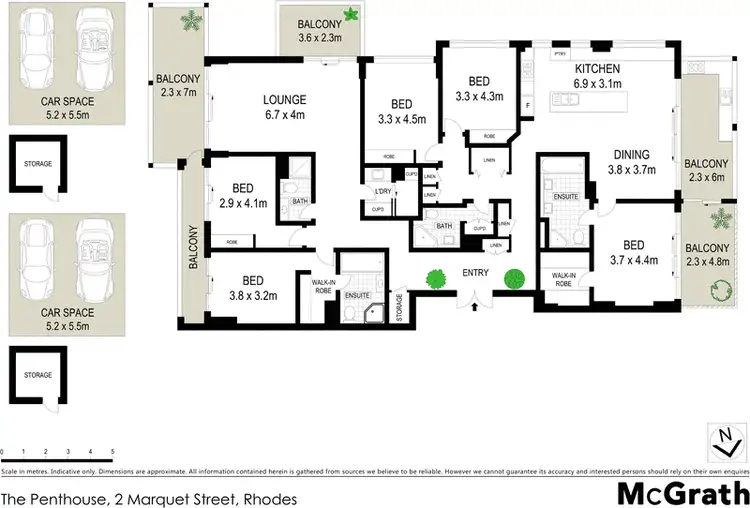 Floorplan of Homely apartment listing, The Penthouse, 2 Marquet Street, Rhodes NSW 2138