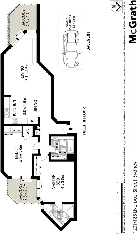 Floorplan of Homely apartment listing, 1201/187 Liverpool Street, Sydney NSW 2000